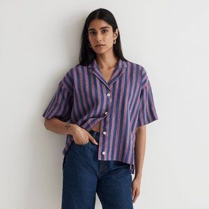 Madewell Small Striped pink blue purple camp shirt